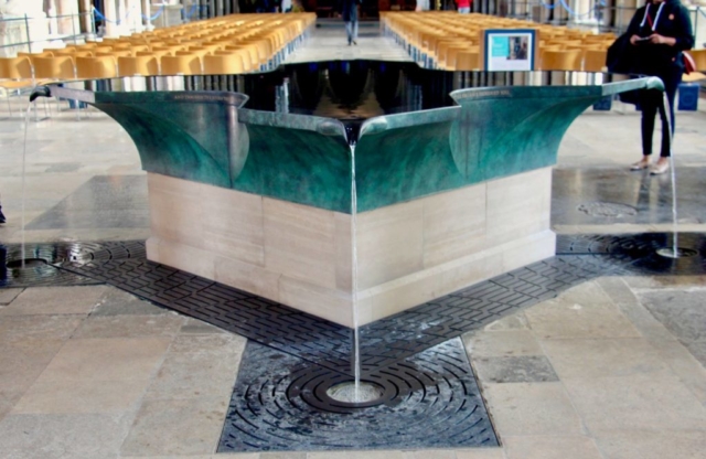 Salisbury Cathedral Font pouring water from four sides